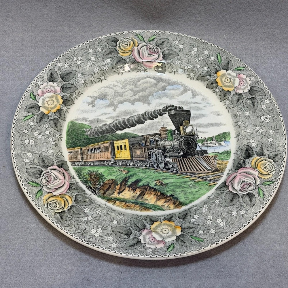 ADAMS‎ England Currier & Ives American Express Train Collector Plate Floral